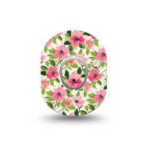 ExpressionMed Painter’s Cosmos Dexcom G7 and Dexcom Stelo Glucose Biosensor System Mini, Single Tape and Single Sticker Garden of pink Waterproof Sensor Cover for CGM