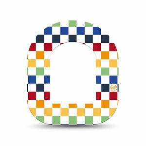ExpressionMed Rainbow Checkerboard Omnipod Mini Tape Single Tape Summer-Themed Checkered Print, Adhesive Tape Pump Design