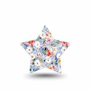ExpressionMed Petal Breeze Freestyle Libre 3 and Libre 3 Plus Star, Single Tape and Single Sticker Light color flowers Fixing Ring Tape for CGM