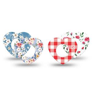 ExpressionMed Liberty Blooms Freestyle Libre, Libre 2 Plus, and Abbott Lingo Heart, 4-Pack Tape americana floral pattern Waterproof Adhesive Tape for Continuous Glucose Monitor