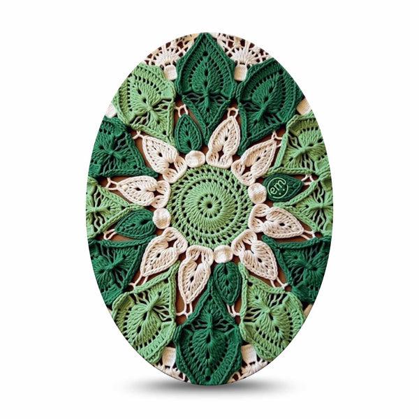 ExpressionMed Knit Monstera Medtronic Guardian Enlite Universal Oval, Single Tape Knitted bloom Vinyl Decoration for CGM