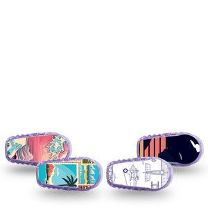 ExpressionMed Wander & Roam Variety Pack Dexcom G6 Sticker, 4-pack Sticker Variety, Explorer Themed, Decorative Decal CGM Design