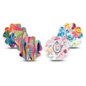 ExpressionMed Soft-Tone Dexcom G7 and Dexcom Stelo Glucose Biosensor System Flower, tape and sticker soft abstract style Fixing Ring Patch for CGM