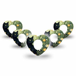 ExpressionMed Jungle Cat Dexcom G7 and Dexcom Stelo Glucose Biosensor System Heart, 5-Pack Cat and tulips Waterproof Adhesive Tape for Continuous Glucose Monitor