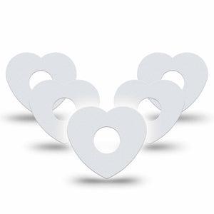 ExpressionMed White Freestyle Libre 3 and Libre 3 Plus Heart Shape Tape 5-Pack Tape Neutral Color, Patch CGM Design