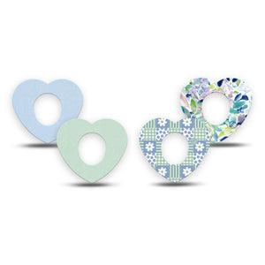 ExpressionMed Soft Balance Dexcom G7 and Dexcom Stelo Glucose Biosensor System Heart, 4-Pack Tape Patchwork florals Fixing Ring Tape for Continuous Glucose Monitor
