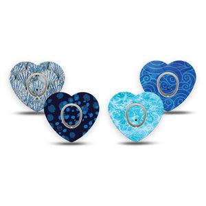 ExpressionMed Coastal Blues Dexcom G7 and Dexcom Stelo Glucose Biosensor System Heart, tape and sticker  ocean inspired design Vinyl Decoration for CGM