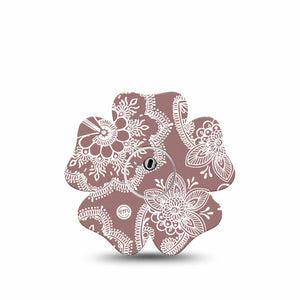 ExpressionMed Henna Freestyle Libre 3 and Libre 3 Plus Flower Shape Tape Single Tape and Single Sticker Henna Decoration Overlay Tape CGM Design