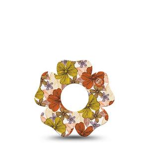 ExpressionMed Burnt Orange Floral Infusion Set Flower Shape Tape 5-Pack Bouquet Garden Themed Plaster Continuous Glucose Monitor Design