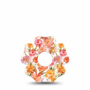 ExpressionMed Peach Dusk Freestyle Libre 3 and Libre 3 Plus Flower Shape Tape, Single Tape Dreamy Orange Petals, Overlay Tape CGM Design