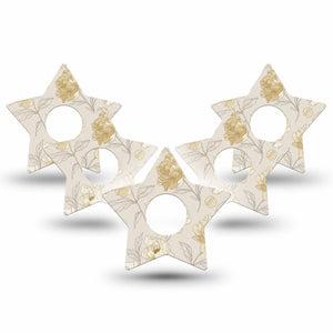 ExpressionMed Sketched Peonies Freestyle Libre 3 and Libre 3 Plus Star, 5-Pack White and yellow peonies Decorative Patch for Continuous Glucose Monitor