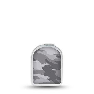 ExpressionMed Gray Camo Omnipod Surface Center Sticker Single Sticker Gray Camouflage Themed Vinyl Decoration Pump Design