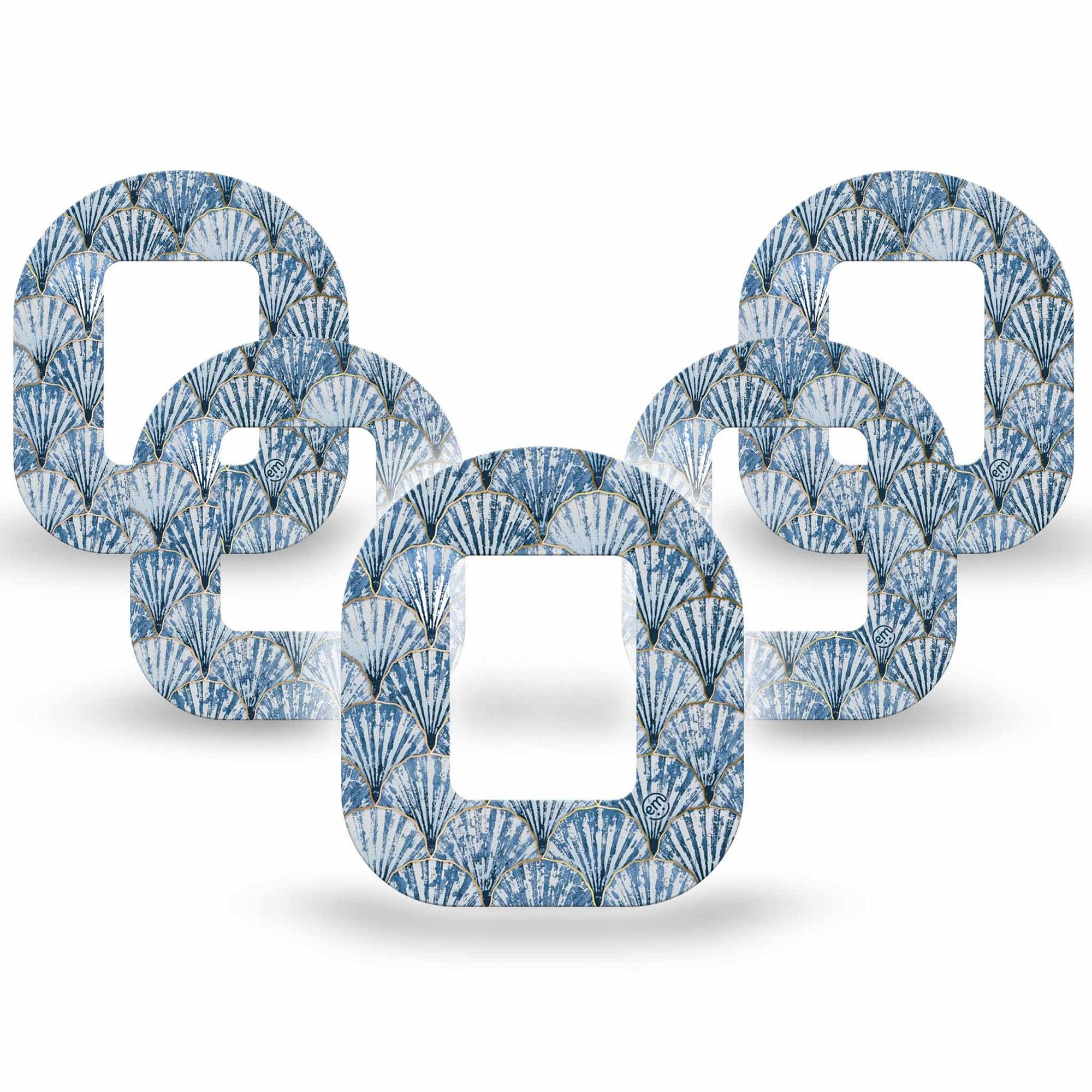 ExpressionMed Seashells Tandem Mobi Tape, 5-Pack Tape Summer Blue Sea Life, Adhesive Tape CGM Design