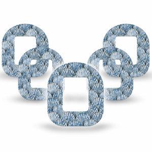 ExpressionMed Seashells Tandem Mobi Tape, 5-Pack Tape Summer Blue Sea Life, Adhesive Tape CGM Design