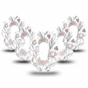 ExpressionMed Minimalist Botanical Dexcom G6 Flower, 5-Pack Subtle plant illustration Plaster for Continuous Glucose Monitor