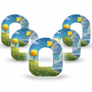 ExpressionMed Summer Kite Omnipod Tape, 5-Pack Tape Sun Inspired Character, Adhesive Patch Pump Design