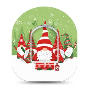 ExpressionMed Holiday Gnomies Omnipod Tape Single Tape and Single Sticker Christmas Magic Gnomies, Adhesive Patch Pump Design