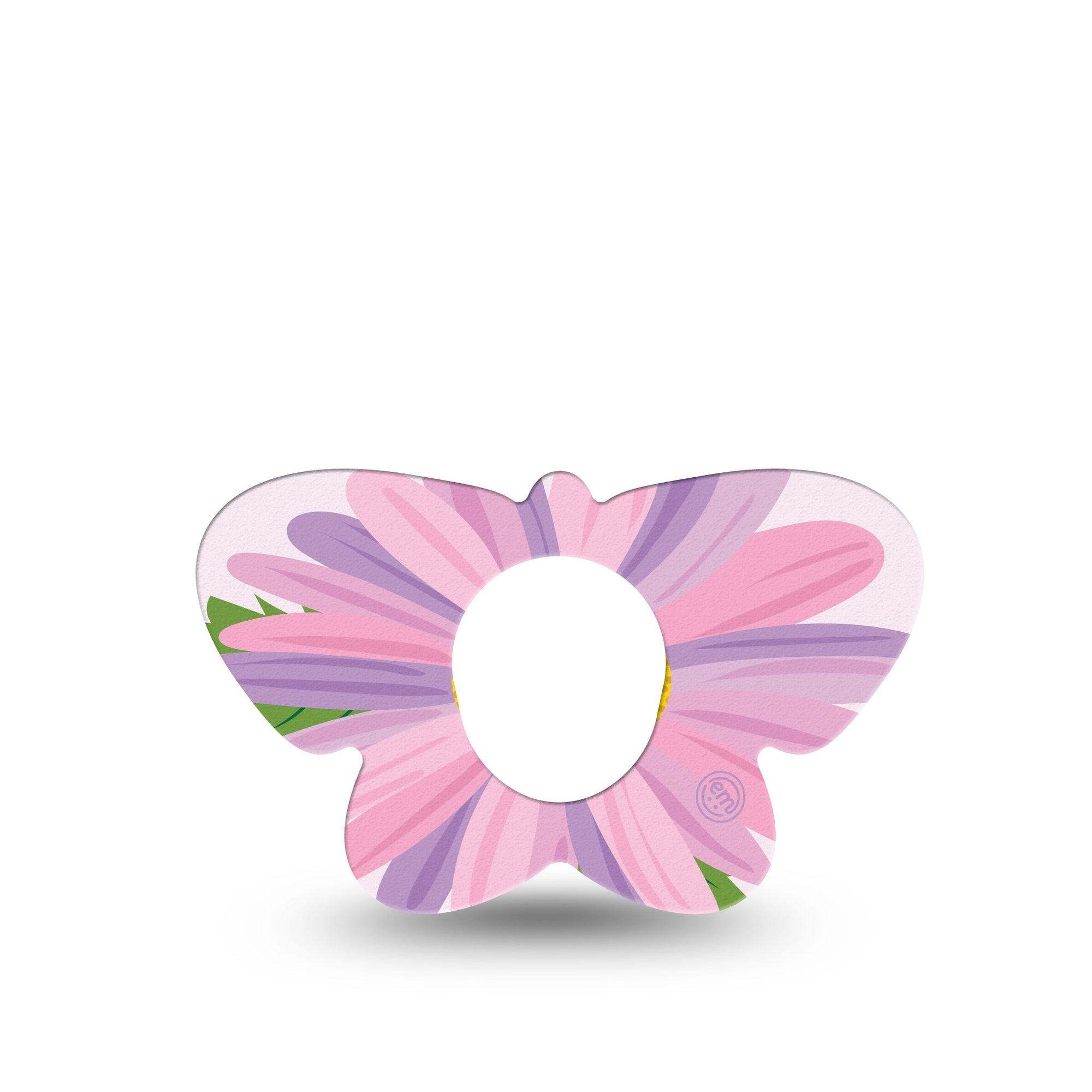 ExpressionMed Daisy Dexcom G7 Butterfly Shape Tape, Dexcom Stelo Glucose Biosensor System, Single Tape Pink Flora Plaster CGM Design