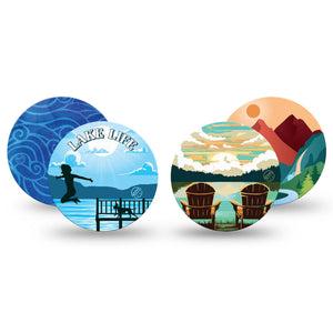 ExpressionMed Summer Shoreline Variety Pack Freestyle Libre 3 Overpatch 4-Pack Variety Vacation Activities Adhesive Patch CGM Design