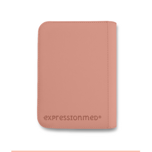 A clean view of the back of the pink-colored organizer, featuring the "expressionmed" logo at the bottom