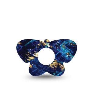 ExpressionMed Molten Midnight Infusion Set Butterfly Shape Tape 5-Pack Tape Melting Blue Gold Chevron, Plaster Continuous Glucose Monitor Design