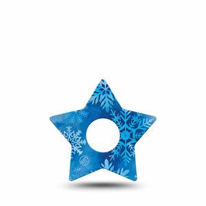 ExpressionMed Falling Snow Freestyle Libre 3 and Libre 3 Plus Star Shape Tape, Single Tape Snow Crystals, Patch CGM Design