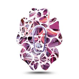 ExpressionMed Purple Pebbles Dexcom G6 Flower Shape Tape Single Tape and Single Sticker Shimmering Stones, Adhesive Patch Continuous Glucose Monitor Design