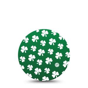 Shamrock Dexcom 2 Overpatch Tape, Single, White Shamrocks over Green Background CGM Adhesive Tape Design, Dexcom Stelo