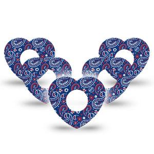 ExpressionMed Independence Paisley Infusion Set Heart Shape Tape 10-Pack Tape Independence Day Paisley, Adhesive Tape Continuous Glucose Monitor Design