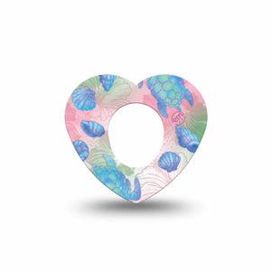 ExpressionMed Turtley One-derful Dexcom G7 and Dexcom Stelo Glucose Biosensor System Heart, Single Tape Pastel pink blue turtles Decorative Patch for CGM