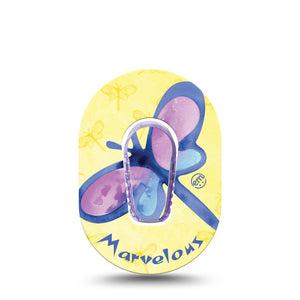 ExpressionMed Marvelous Dragonfly Dexcom G6 Mini Tape Single Tape and Single Sticker Summery Dragonfly, Adhesive Tape CGM Design