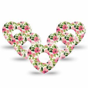 ExpressionMed Painter’s Cosmos Freestyle Libre 3 and Libre 3 Plus Heart, 5-Pack Rosy pink blooms Overlay Tape for Continuous Glucose Monitor