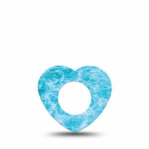 ExpressionMed Sunlit Water Freestyle Libre, Libre 2 Plus, and Abbott Lingo Heart, Single Tape Blue water Overlay Tape for CGM