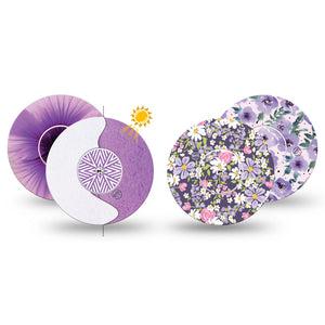 ExpressionMed Purple Hues Variety Pack Freestyle Libre and Libre 2 Plus Sticker and Tape, Abbott Lingo, Color-Changing in Sunlight, Adhesive Sticker and Tape Design Continuous Glucose Monitor Design