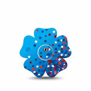 ExpressionMed Confetti Stars Freestyle Libre 3 and Libre 3 Plus Flower Shape Tape Single Tape and Single Sticker United States Inspired Star Confetti, Overlay Tape CGM Design