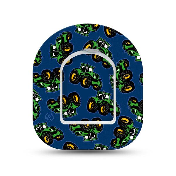 ExpressionMed Tractors Omnipod Mini Tape, Single Tape and Single Sticker Cute Farm Vehicle, Adhesive Tape Pump Design