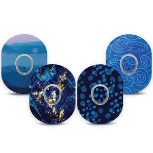 ExpressionMed Deep Currents Variety Pack Dexcom G7 Sticker and Tape, Dexcom Stelo Glucose Biosensor System,   Elegant Autumn Blues, Vinyl Sticker and Tape Pairing Continuous Glucose Monitor Design