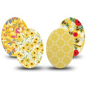 ExpressionMed Daisy Meadow Variety Pack Medtronic Guardian Enlite Universal Oval, 4-Pack Tape Variety Bright Daisy Blooms, Plaster CGM Design