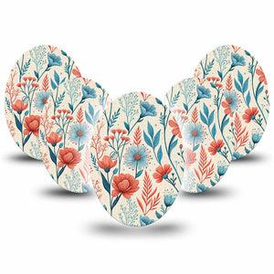 ExpressionMed Desert Wildflower Medtronic Guardian Enlite Universal Oval, 5-Pack Bold desert flower pattern Fixing Ring Tape for Continuous Glucose Monitor