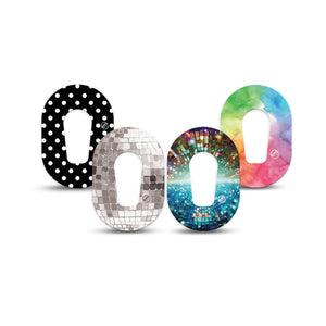 ExpressionMed Disco Pop Dexcom G6 Mini, 4-Pack Tape retro pop aesthetic Waterproof Sensor Cover for Continuous Glucose Monitor