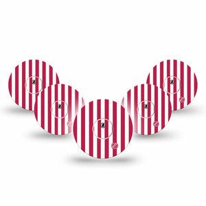 ExpressionMed Red Stripes Freestyle Libre 3 and Libre 3 Plus, 5-Pack Tape and 5-Pack Sticker Red striped pattern Sensor Cover for CGM