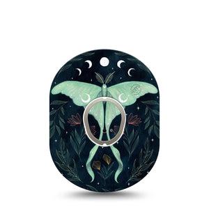 ExpressionMed Luna Moth Dexcom G7 Tape, Dexcom Stelo Glucose Biosensor System, Single Tape and Single Sticker Luna Moth Art Inspired, Overlay Tape CGM Design