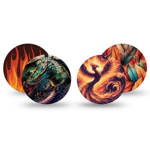 ExpressionMed Ember Rise Variety Pack Freestyle Libre 3 and Libre 3 Plus Overpatch, 4-Pack Tape Variety Fierce Creatures, Adhesive Patch CGM Design