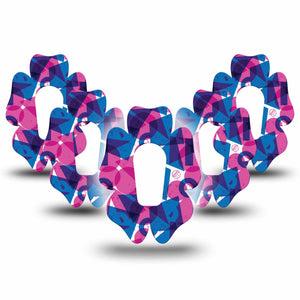 ExpressionMed Violet Vortex Dexcom G6 Flower Shape Tape 5-Pack Tape Pink And Blue Mix, Adhesive Patch Continuous Glucose Monitor Design