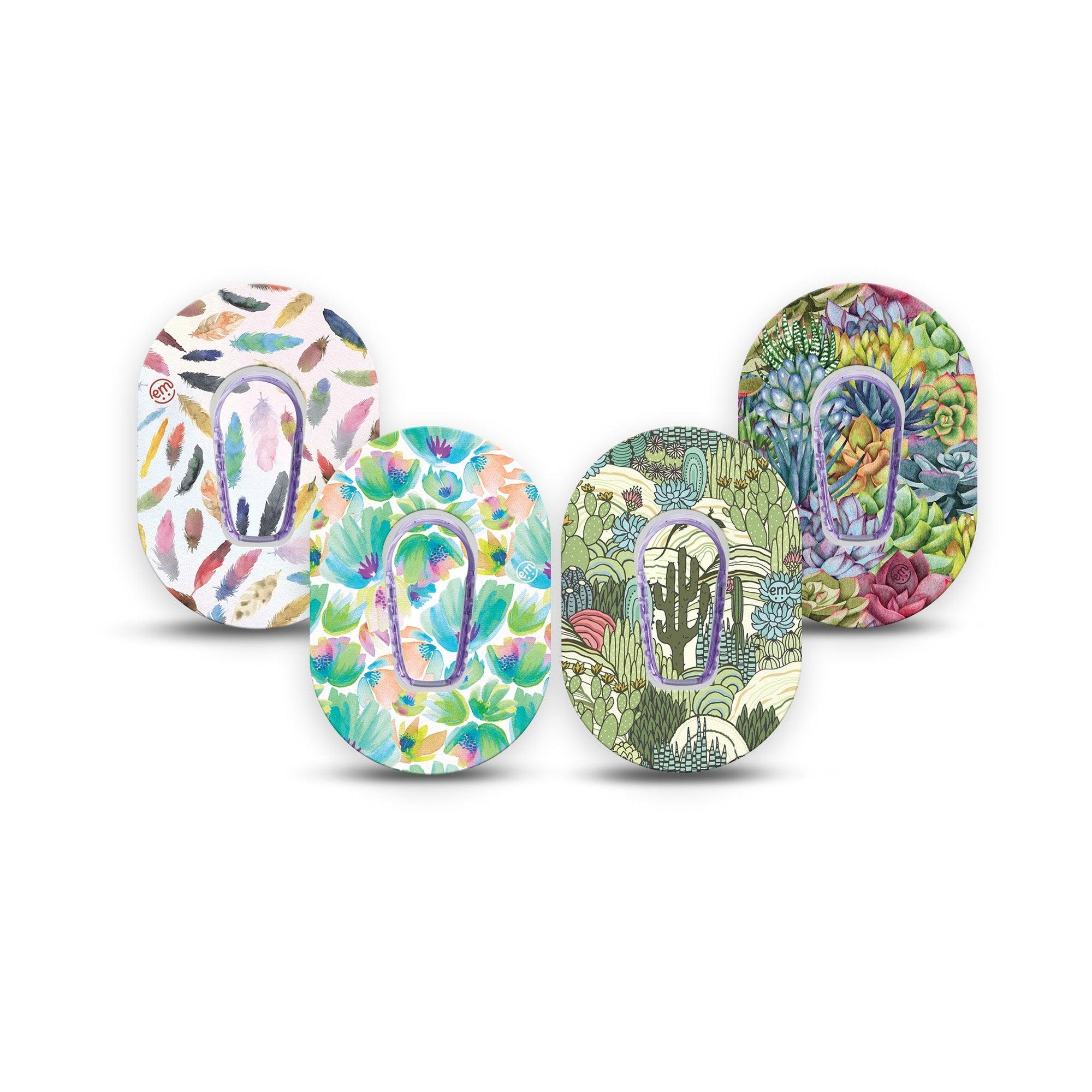 ExpressionMed Desert Succulent Variety Pack  Dexcom G6 Mini Tape 4-Pack Tape and 4-Pack Sticker Variety Cactus Yucca Plants, Adhesive Tape CGM Design