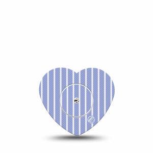 ExpressionMed Blue Stripes Freestyle Libre, Libre 2 Plus, and Abbott Lingo Heart, Single Tape and Single Sticker Light blue and white stripes Decorative Adhesive Tape for CGM