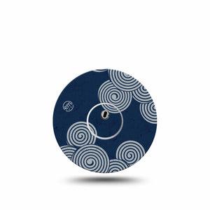 ExpressionMed Blue Swirls Freestyle Libre 3 and Libre 3 Plus Sticker and Tape  Navy Spirals, Vinyl Sticker and Tape Pairing CGM Design
