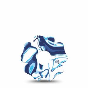 ExpressionMed Blue Marble Freestyle Libre 3 and Libre 3 Plus Flower Shape Tape Single Tape Blue Swirl, Overlay Tape CGM Design