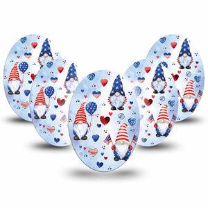 ExpressionMed Summer Gnomies Medtronic Guardian Enlite Universal Oval 5-Pack variety red blue white flowers Plaster Continuous Glucose Monitor Design