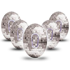 ExpressionMed Mirror Ball Dexcom G6, 5-Pack Tape and 5-Pack Sticker Silver inspired ball Decorative Decal for CGM
